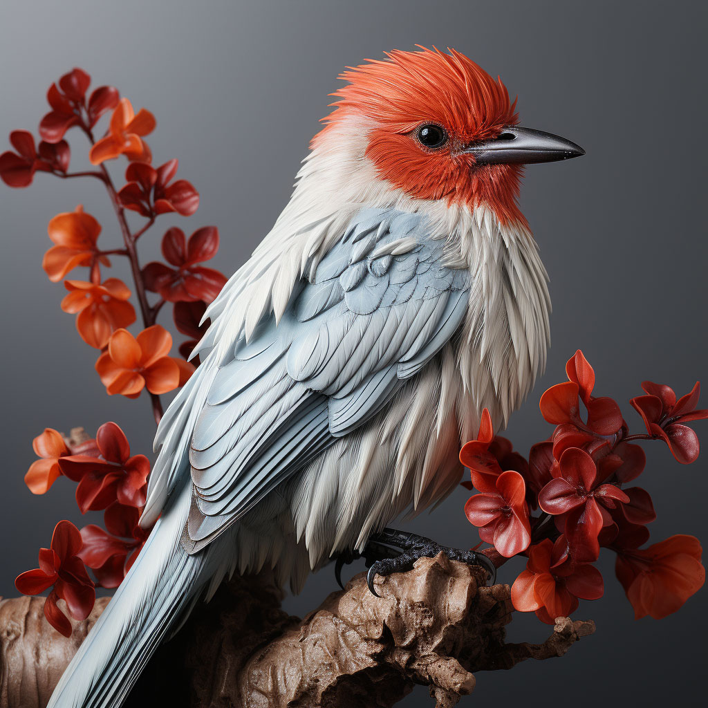 red-and-white-sparrow-with-red-flowers